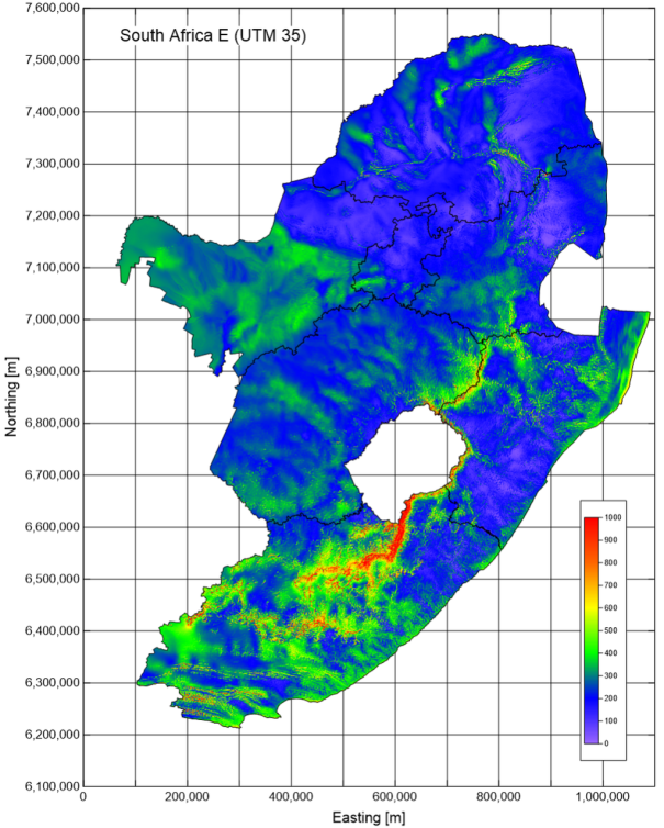 South Africa E mean power density