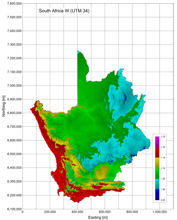 South Africa W air density