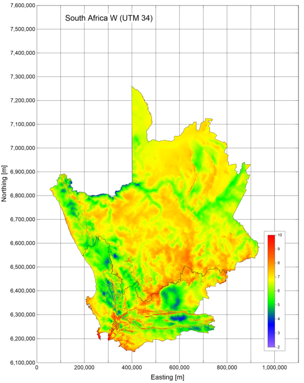 South Africa W mean wind speed