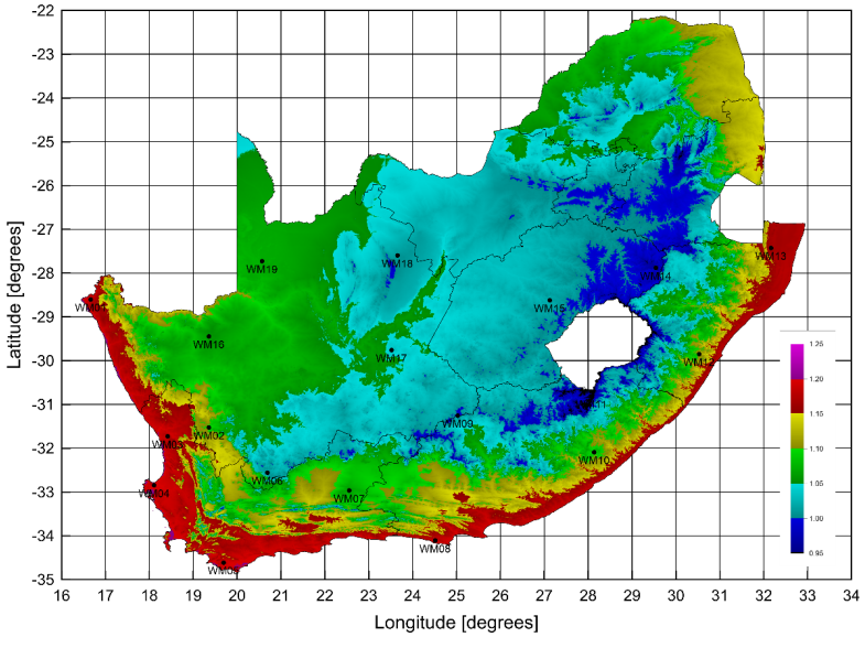 South Africa W air density