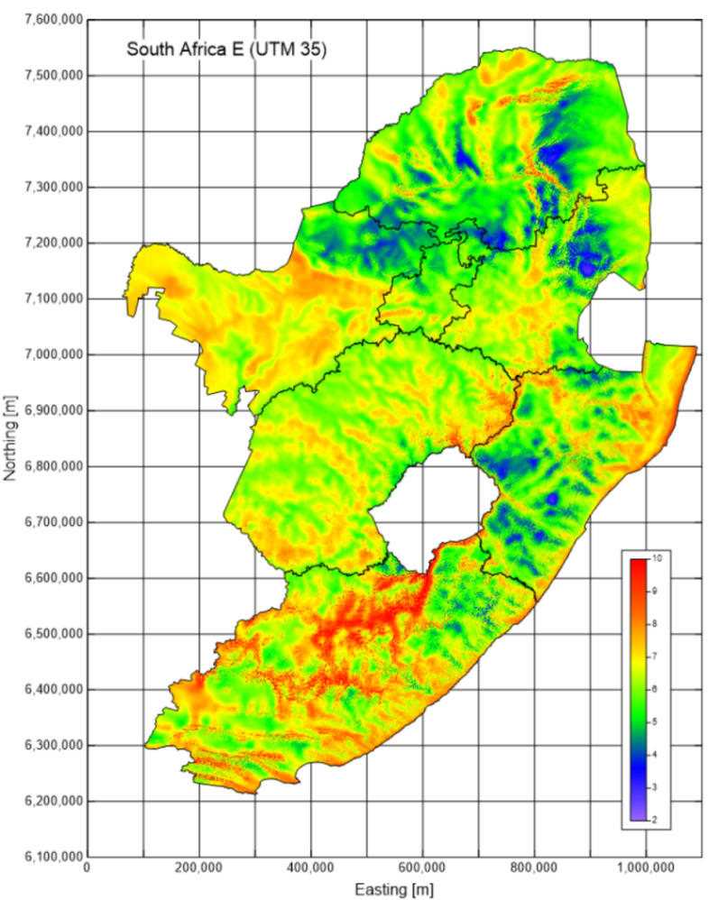 South Africa E mean wind speed